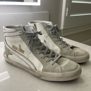 Authentic. Golden Goose Slide -. Size 44. White leather gray suede.